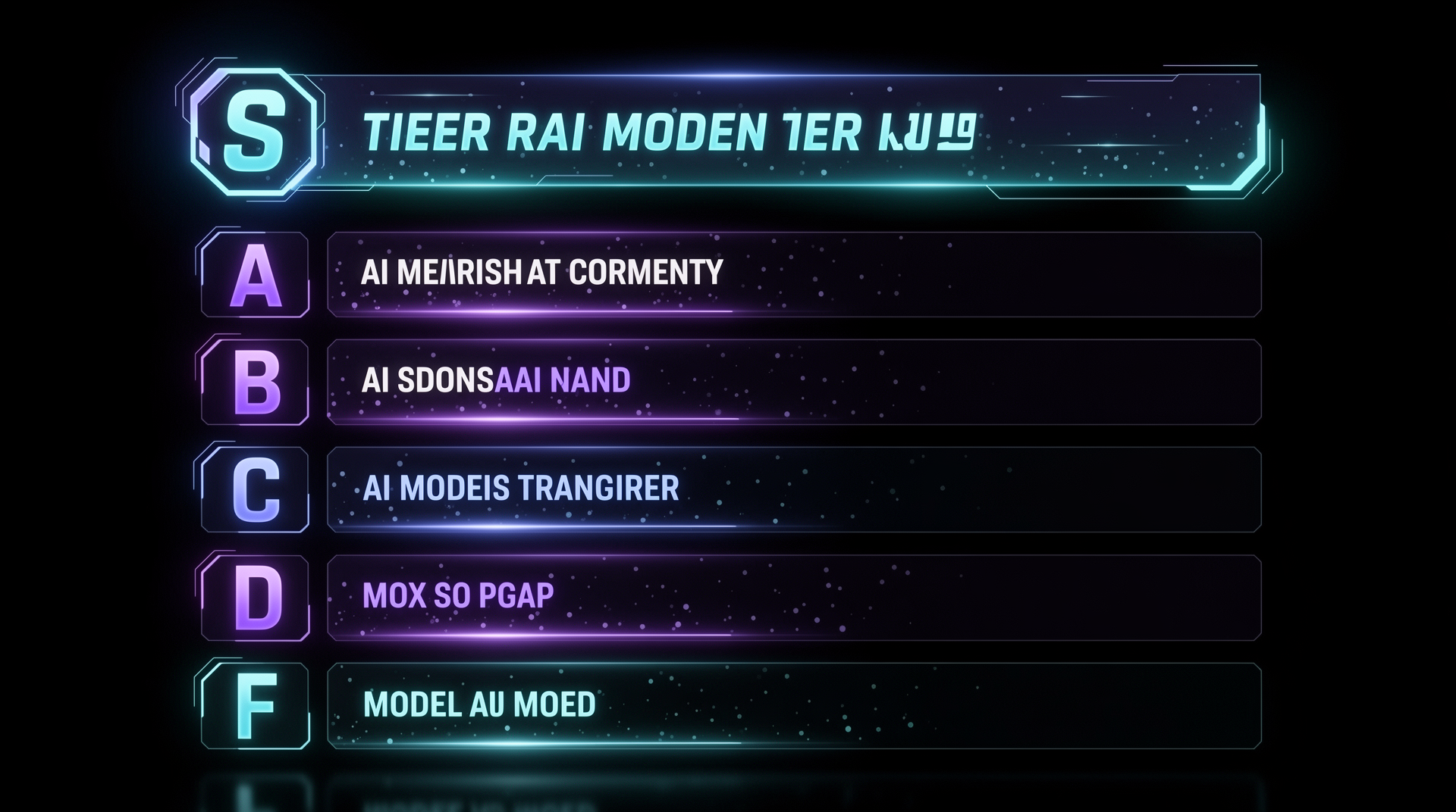 Gaming style tier list board ranking AI models