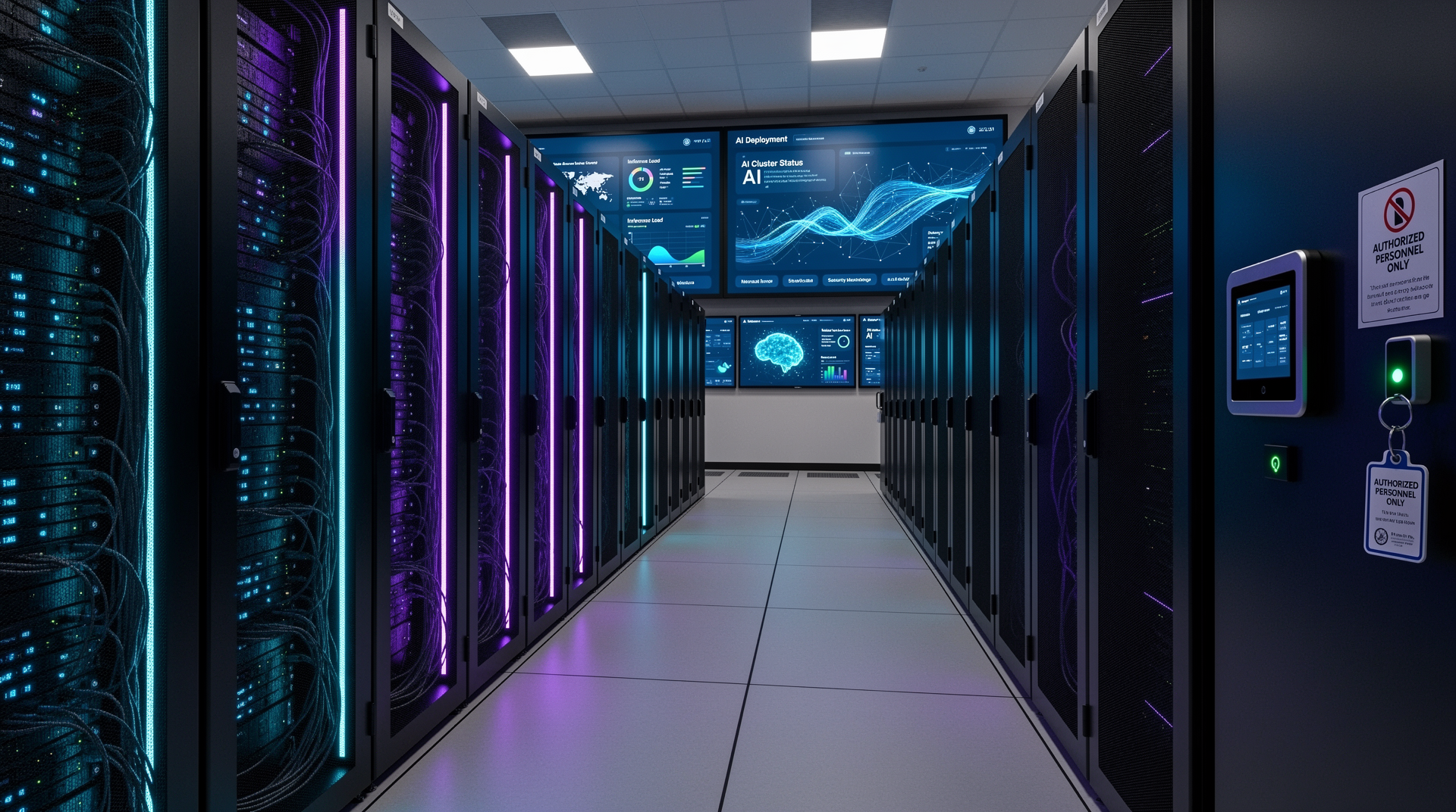 Enterprise server room with AI deployment