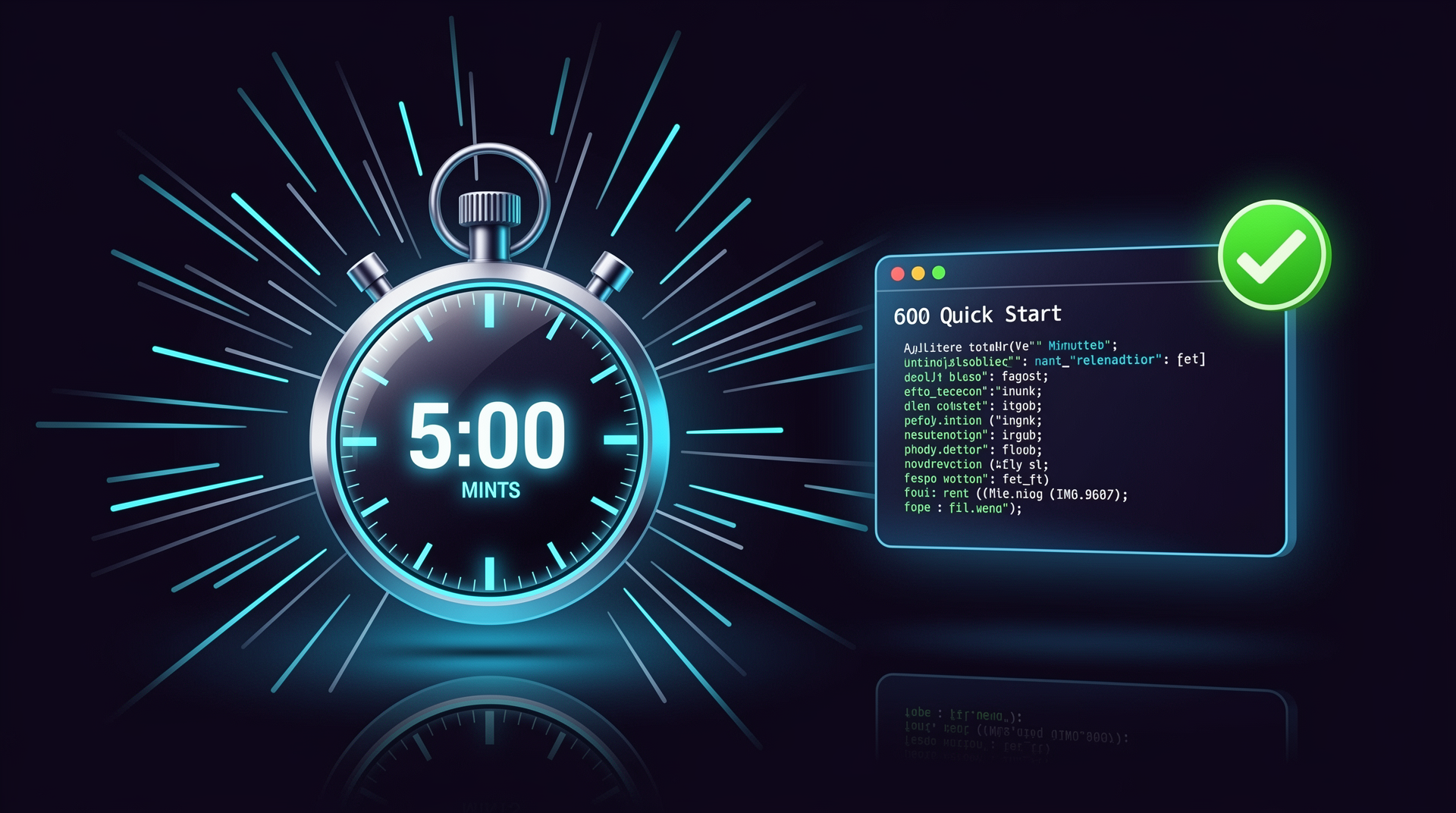 Stopwatch showing 5 minutes with terminal quick start