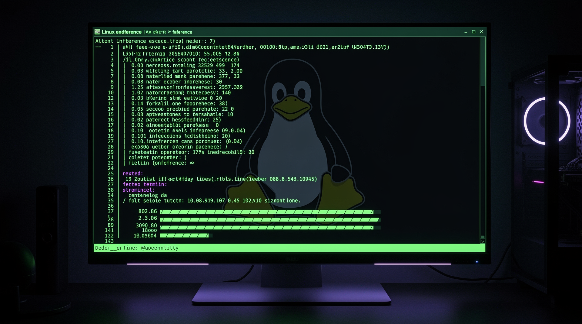 Linux terminal with AI inference running