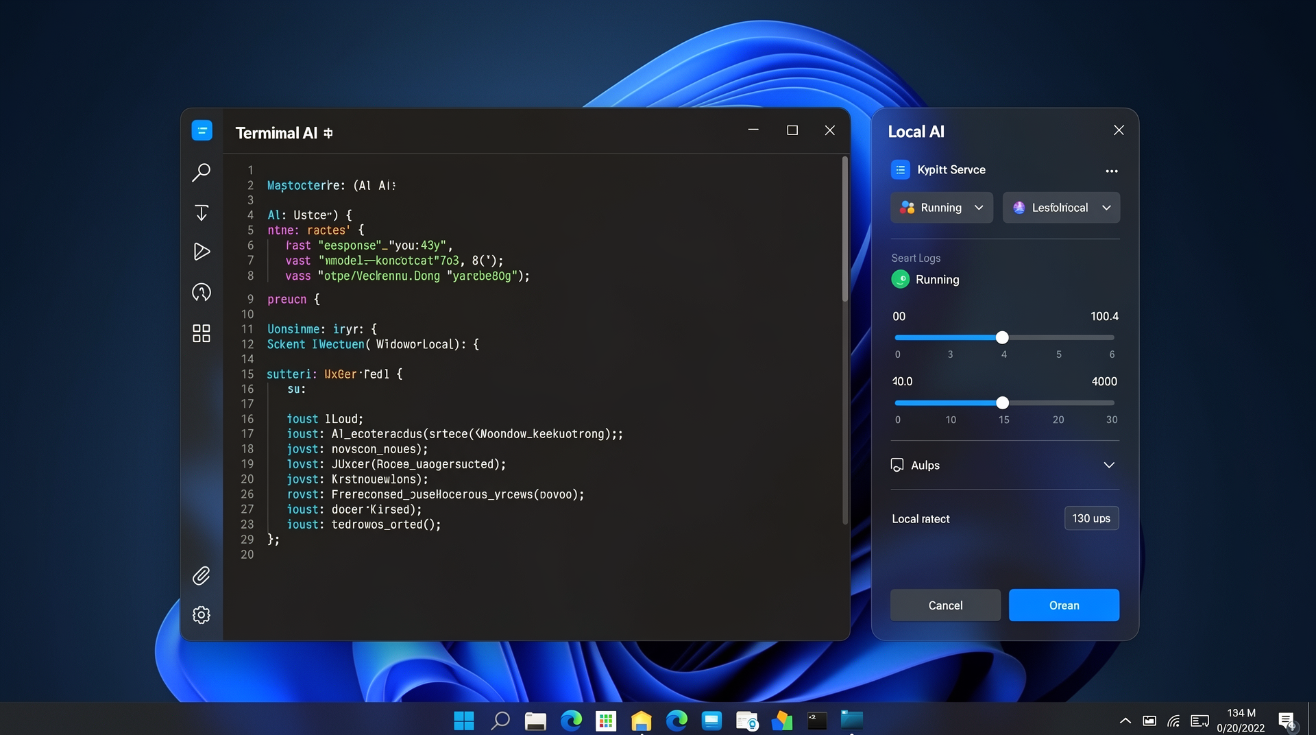 Windows desktop with local AI application